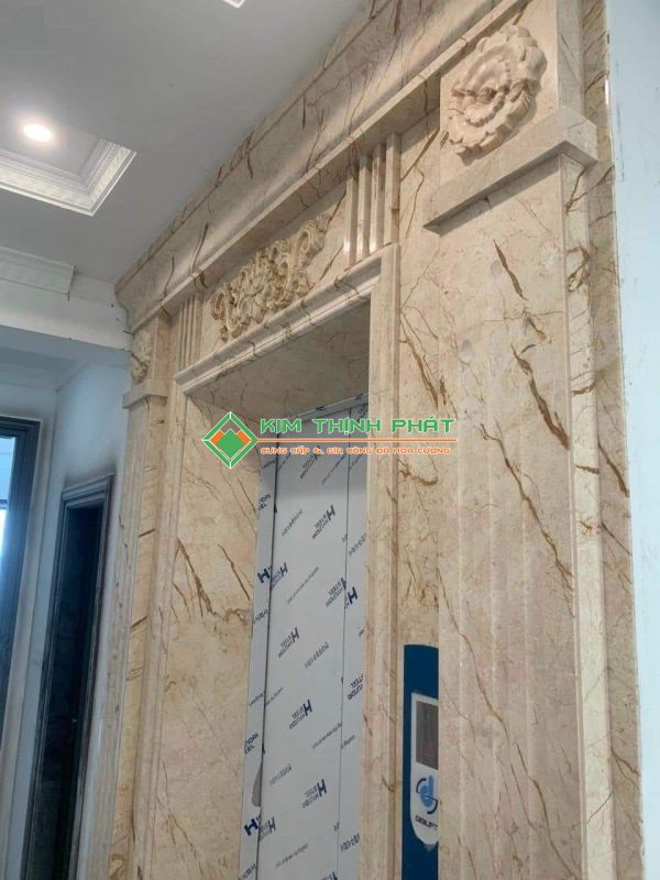 Đá Marble Vàng Kem Chỉ Sofita ốp mặt tiền cầu thang máy