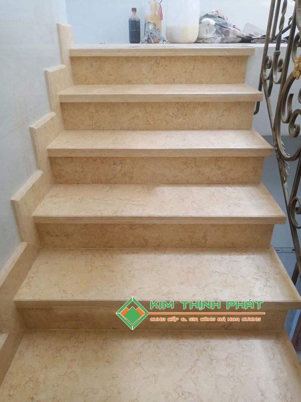 Đá Marble Vàng Ai Cập (Vàng Sò) ốp bậc cầu thang bộ