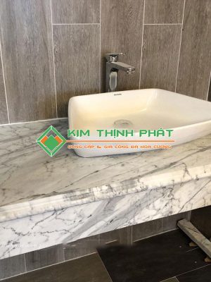 Đá Trắng Ý (Trắng Carrara) cắt bàn đá lavabo