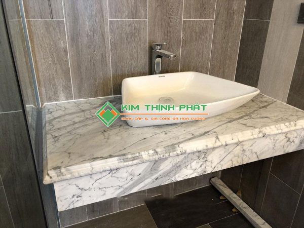 Đá Trắng Ý (Trắng Carrara) cắt bàn đá lavabo