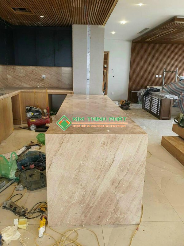 Đá Marble Vân Gỗ Ý (Daino Beige) ốp bàn, bếp