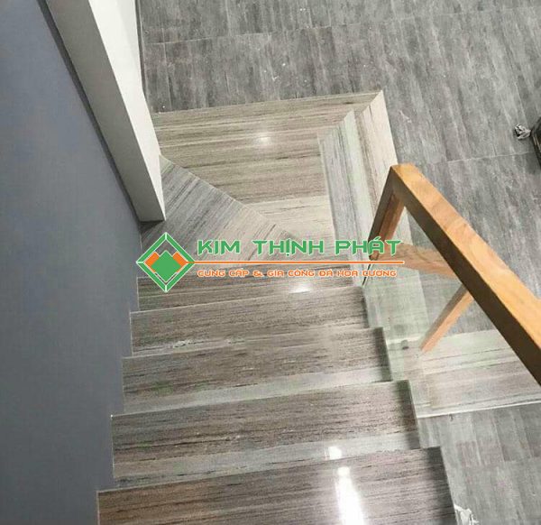 Đá Marble Xám Vân Gỗ ốp cầu thang