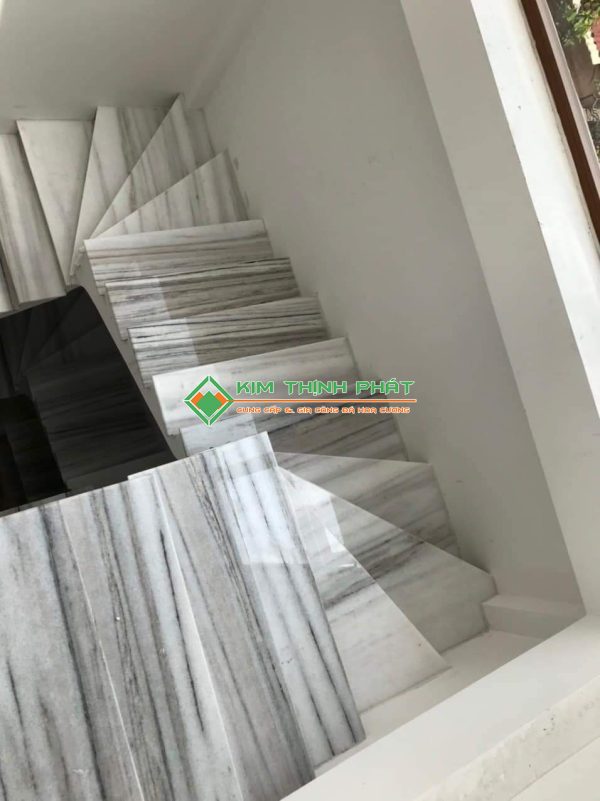 Đá Marble Xám Vân Gỗ ốp cầu thang