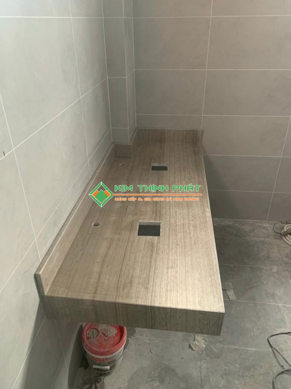 Đá Marble Xám Vân Gỗ cắt lavabo